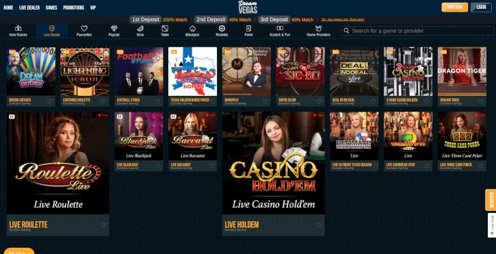 Dream Vegas live casino
