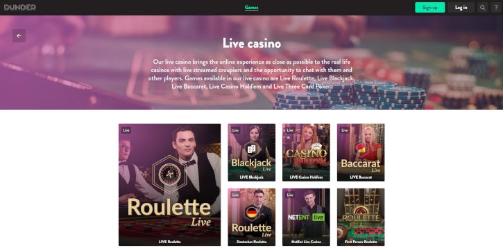 Dunder Live Casino